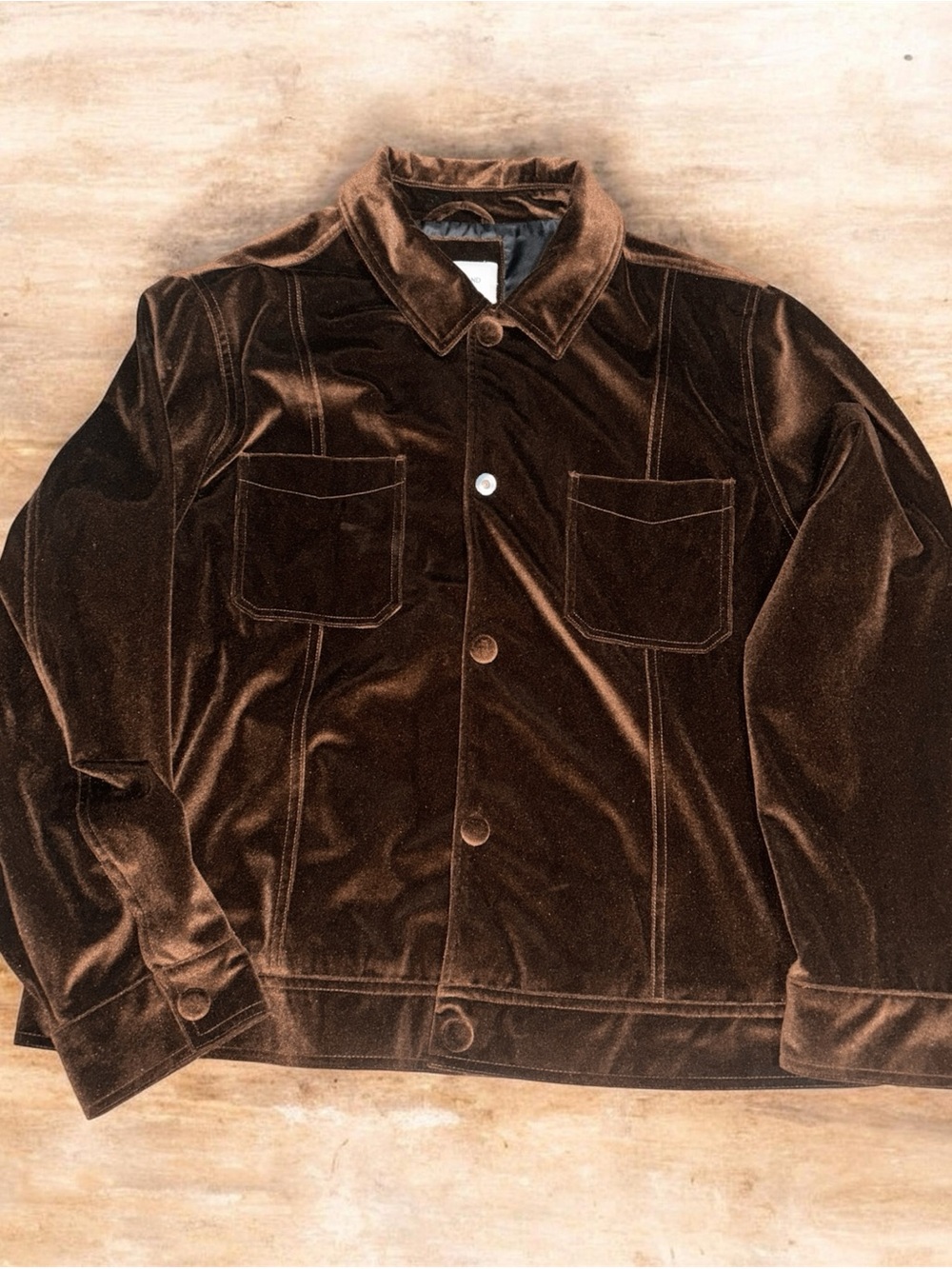 River Island Dark Brown Velvet Shirt Jacket